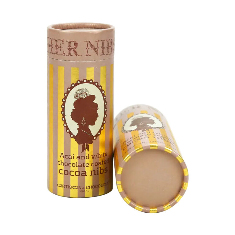 Cajas de embalaje de tubo de papel de puntas de cacao compostables personalizadas