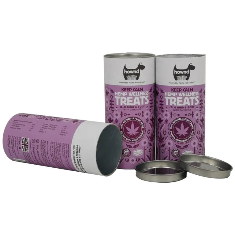 Customized Composite Hemp Treats Paper Cans with Metal Lid