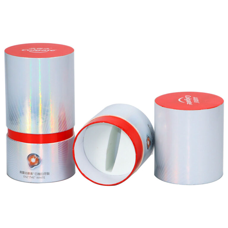Caja de tubo de papel holográfico Empaquetado de tubo de cartón de arco iris