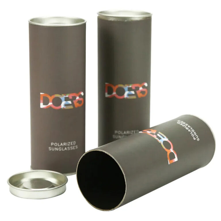 Eco-friendly Sunglass Paper Tubes with Metal Lid and Bottom