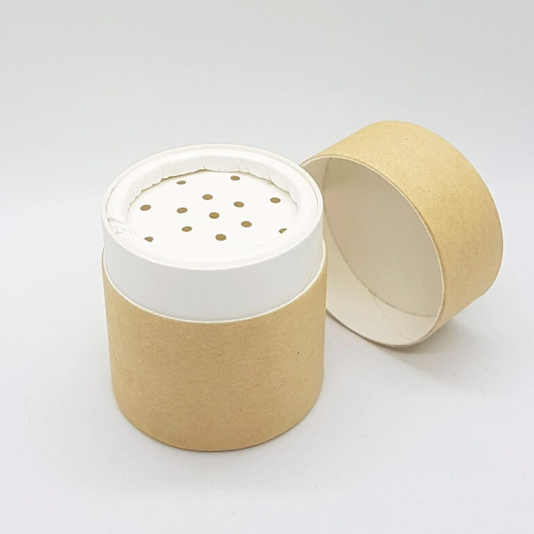 Boîte de tube de cylindre en papier kraft dégradable avec tamis à poudre