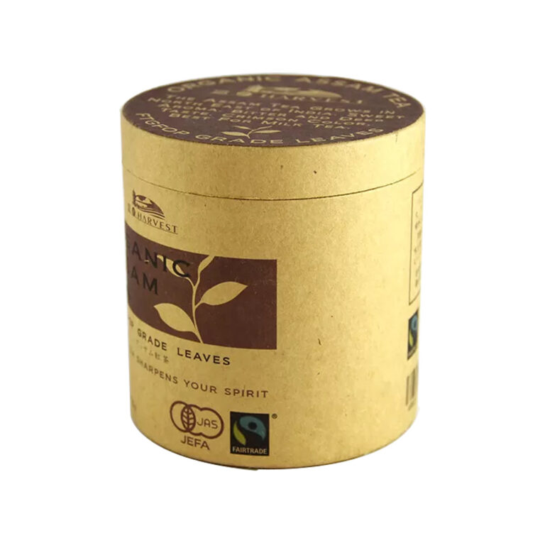 Cilindros de embalagem de latas de chá de papel artesanal ecologicamente correto
