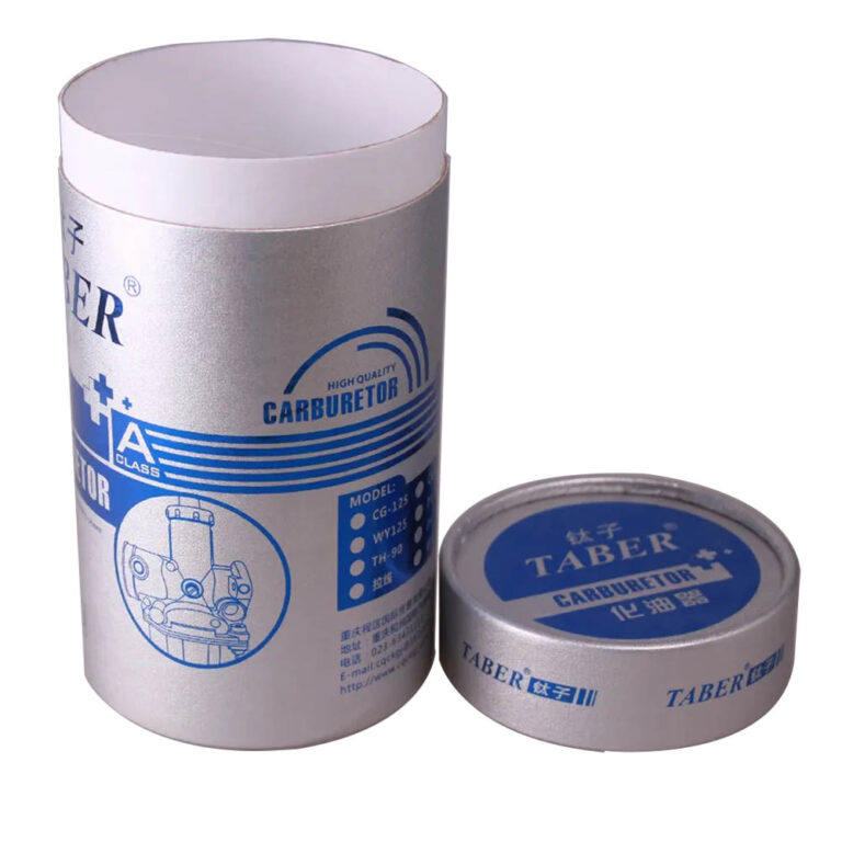 Reverse UV Varnish Silver Cardboard Tubes with Rolled Edge