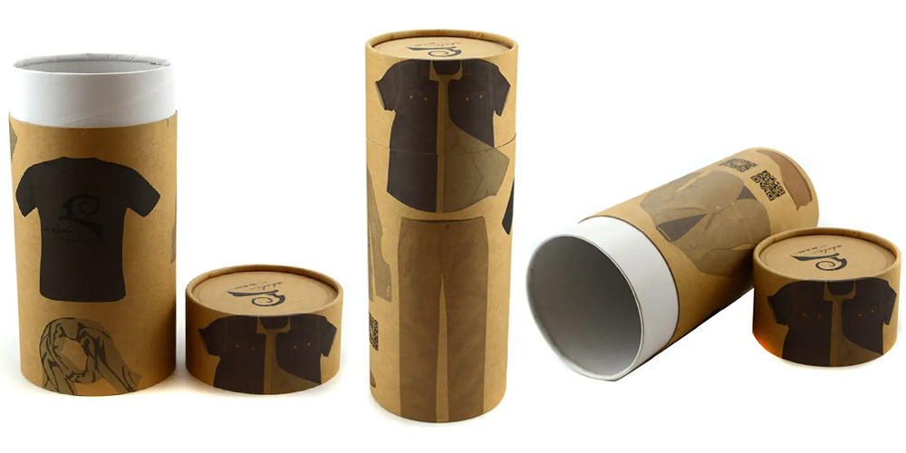 Caixa de tubo de papel Kraft para roupas