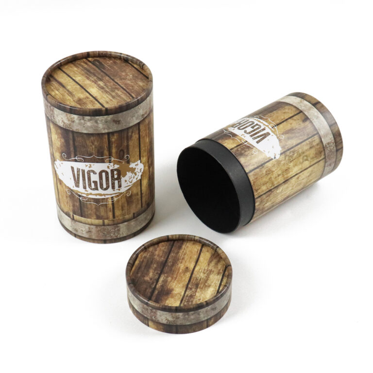 Nutrition Supplement Paper Tube Box with Wood Grain Printed